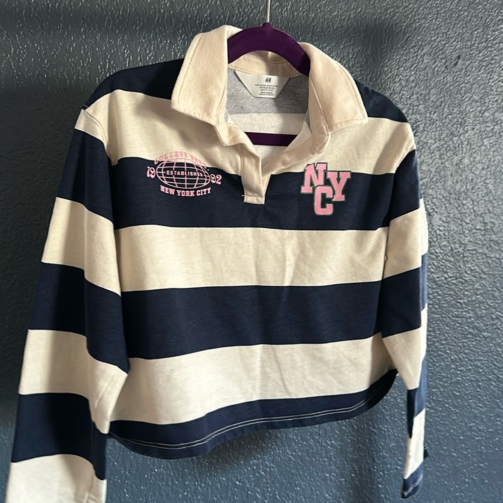 H&M size 8/10 cropped rugby shirt